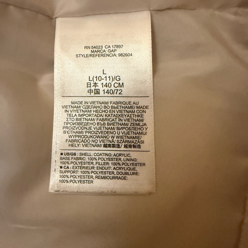 GAP Cream Puffer Vest Girls Large EUC - Picture 5 of 9